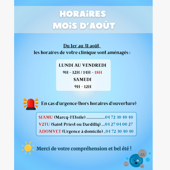 HORAIRES D'ETE